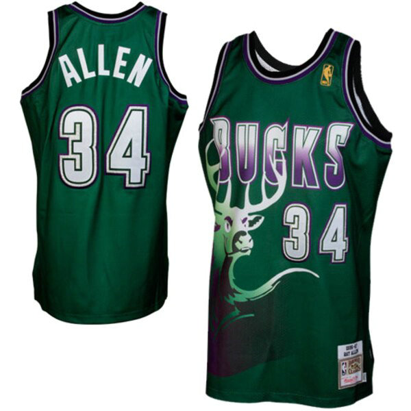 Maillot Milwaukee Bucks Homme Ness Ray Allen 34 1996-1997 Vert